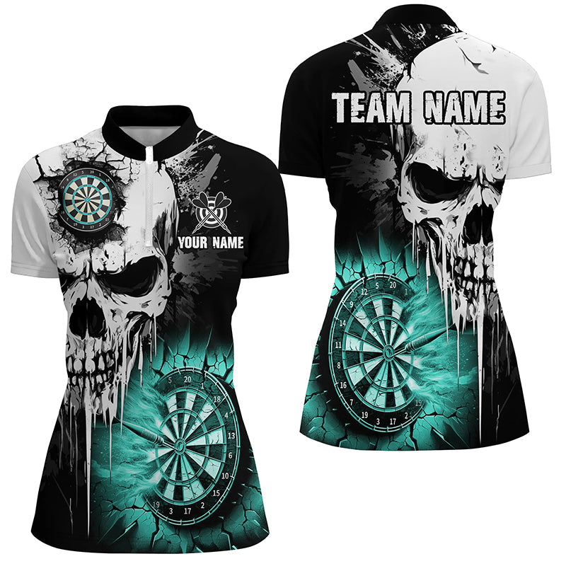 Personalized Grunge Skull Crack Wall Men Dart Custom Darts League Team |Turquoise