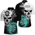Personalized Grunge Skull Crack Wall Men Dart Custom Darts League Team |Turquoise