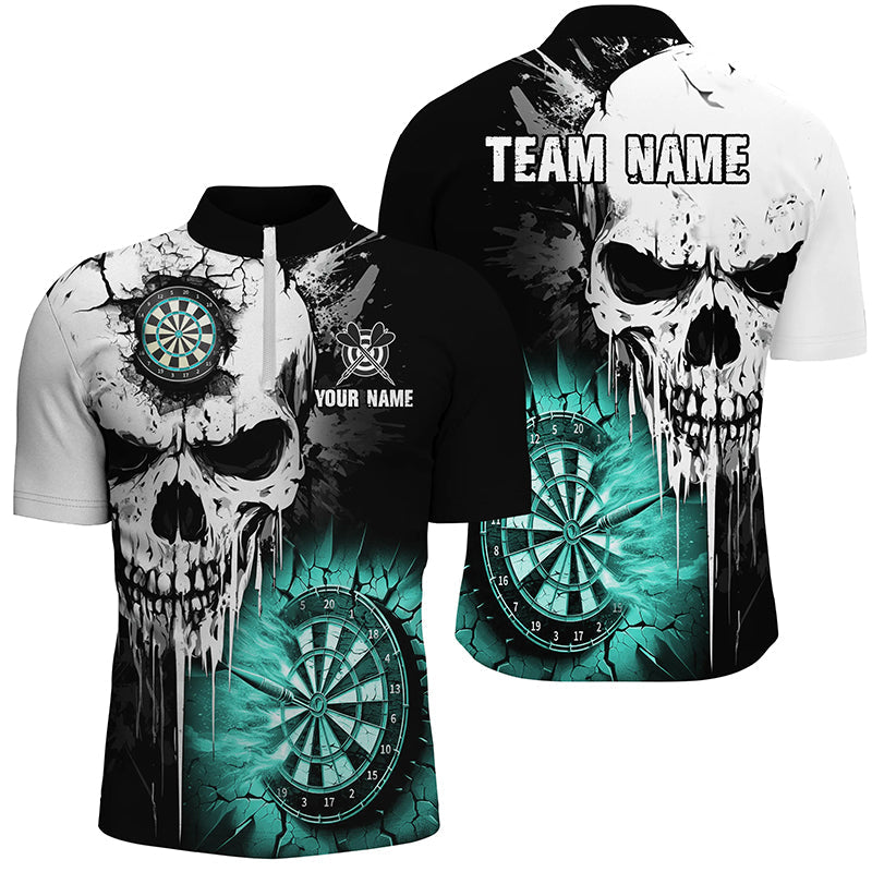 Personalized Grunge Skull Crack Wall Men Dart Custom Darts League Team |Turquoise