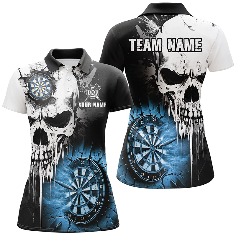 Personalized Grunge Skull Crack Wall Men Dart Custom Scary Darts League Team |Blue