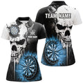 Personalized Grunge Skull Crack Wall Men Dart Custom Scary Darts League Team |Blue