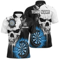 Personalized Grunge Skull Crack Wall Men Dart Custom Scary Darts League Team |Blue