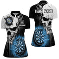 Personalized Grunge Skull Crack Wall Men Dart Custom Scary Darts League Team |Blue