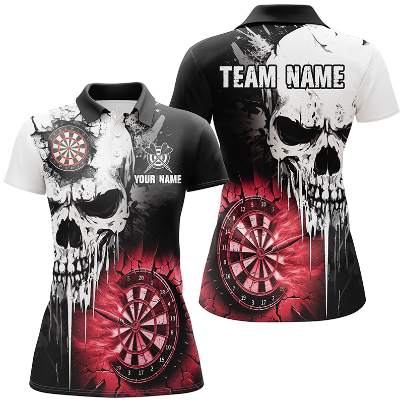 Personalized Grunge Skull Crack Wall Men Dart Custom Scary Darts League Team |Red