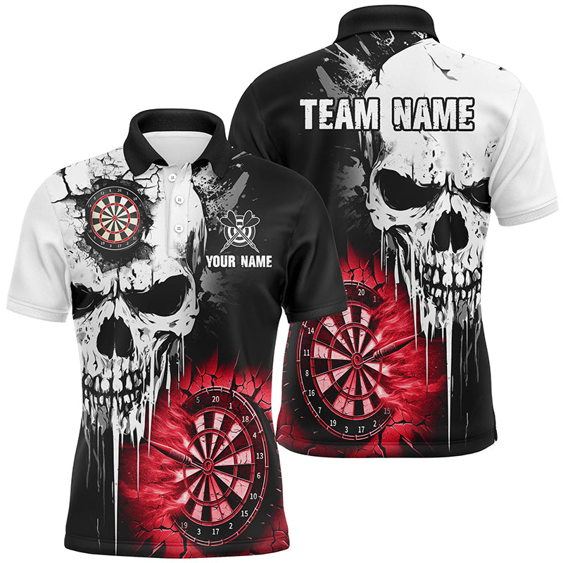 Personalized Grunge Skull Crack Wall Men Dart Custom Scary Darts League Team |Red