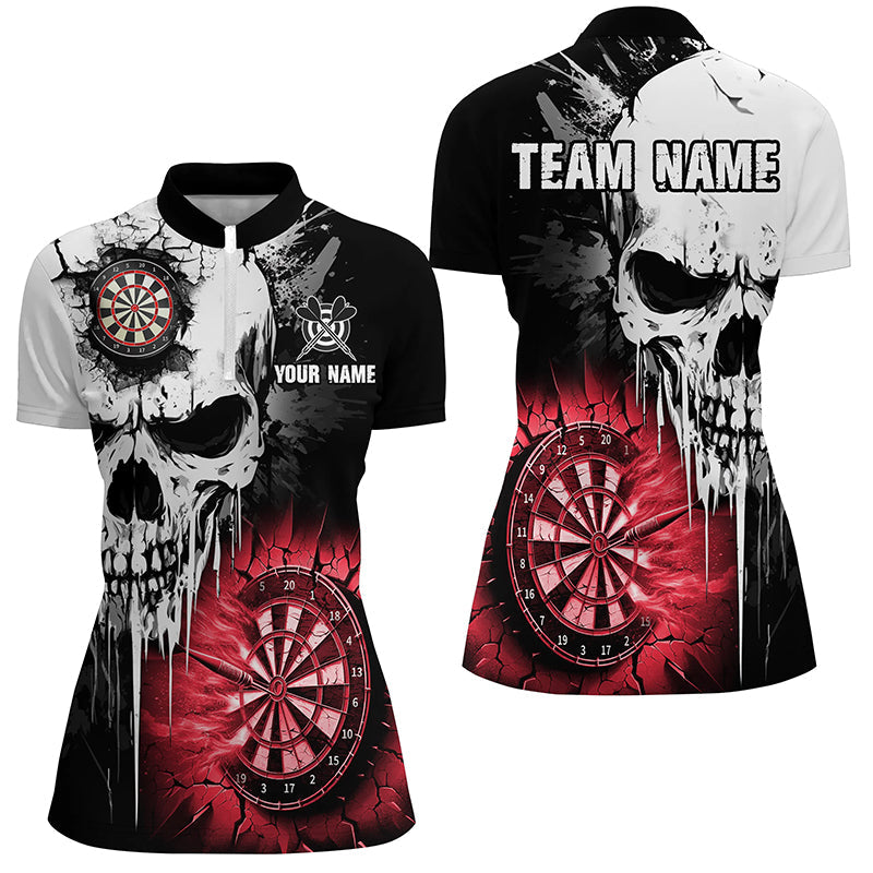Personalized Grunge Skull Crack Wall Men Dart Custom Scary Darts League Team |Red