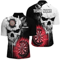 Personalized Grunge Skull Crack Wall Men Dart Custom Scary Darts League Team |Red