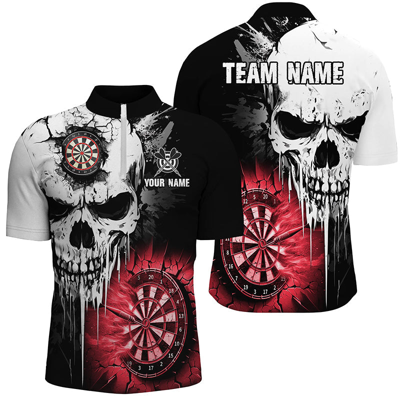 Personalized Grunge Skull Crack Wall Men Dart Custom Scary Darts League Team |Red