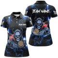 Blue Skull Thunder Lightning US Flag Custom Dart, Darts League Team