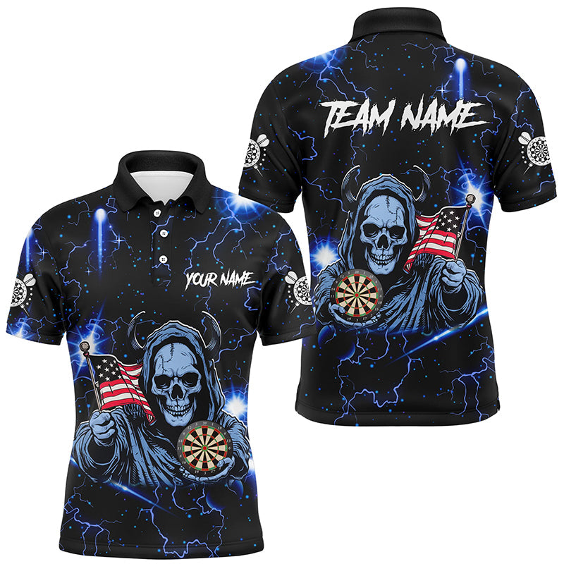 Blue Skull Thunder Lightning US Flag Custom Dart, Darts League Team