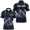 Blue Skull Thunder Lightning US Flag Custom Dart, Darts League Team