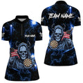 Blue Skull Thunder Lightning US Flag Custom Dart, Darts League Team