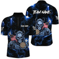 Blue Skull Thunder Lightning US Flag Custom Dart, Darts League Team