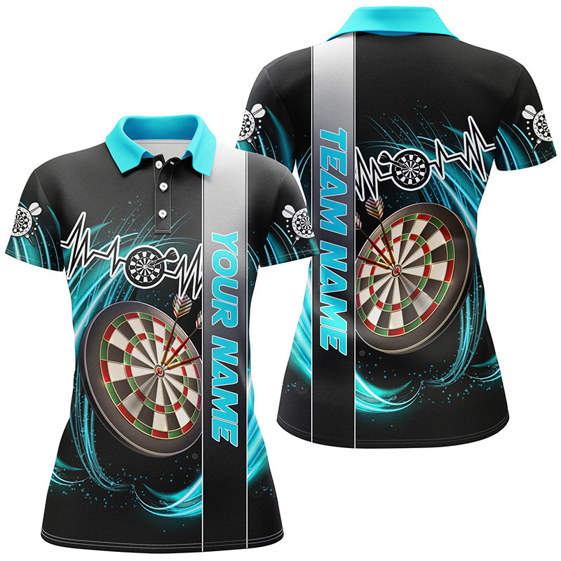 Personalized Cyan Swirl Darts Board Heartbeat Line Men Dart Custom Dart Team Uniform