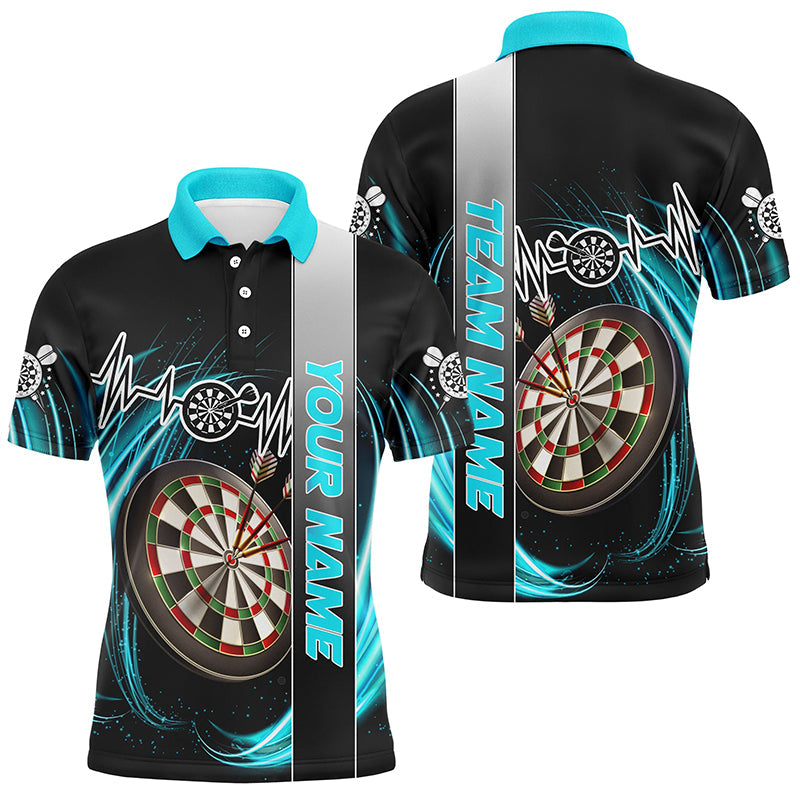 Personalized Cyan Swirl Darts Board Heartbeat Line Men Dart Custom Dart Team Uniform