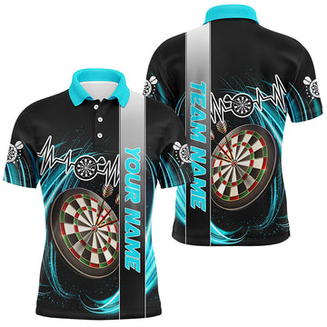 Personalized Cyan Swirl Darts Board Heartbeat Line Men Dart Custom Dart Team Uniform