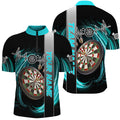 Personalized Cyan Swirl Darts Board Heartbeat Line Men Dart Custom Dart Team Uniform