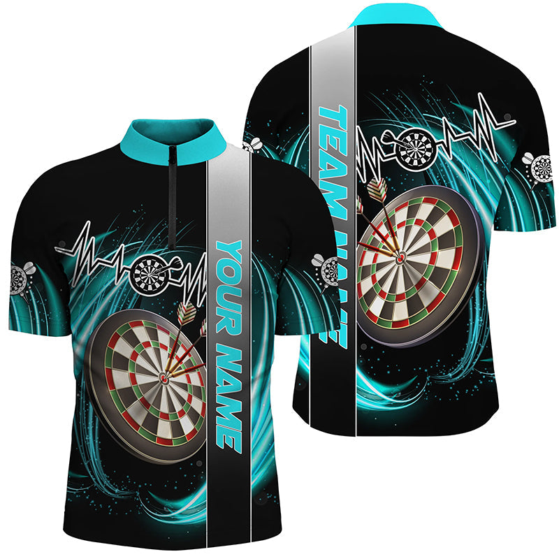 Personalized Cyan Swirl Darts Board Heartbeat Line Men Dart Custom Dart Team Uniform