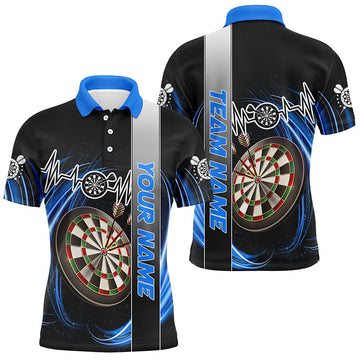 Personalized Blue Swirl Darts Board Heartbeat Line Men Dart Custom Dart Team Uniform