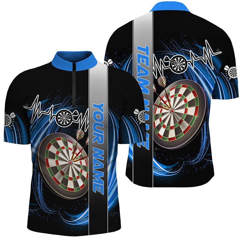 Personalized Blue Swirl Darts Board Heartbeat Line Men Dart Custom Dart Team Uniform