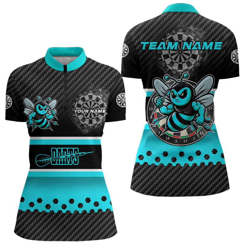 Black And Cyan Darts Bee Custom Name Darts, Funny Darts Apparel, Best Darts Gifts