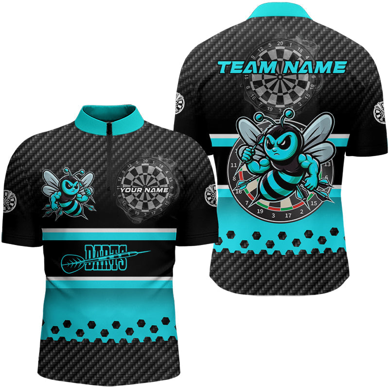 Black And Cyan Darts Bee Custom Name Darts, Funny Darts Apparel, Best Darts Gifts
