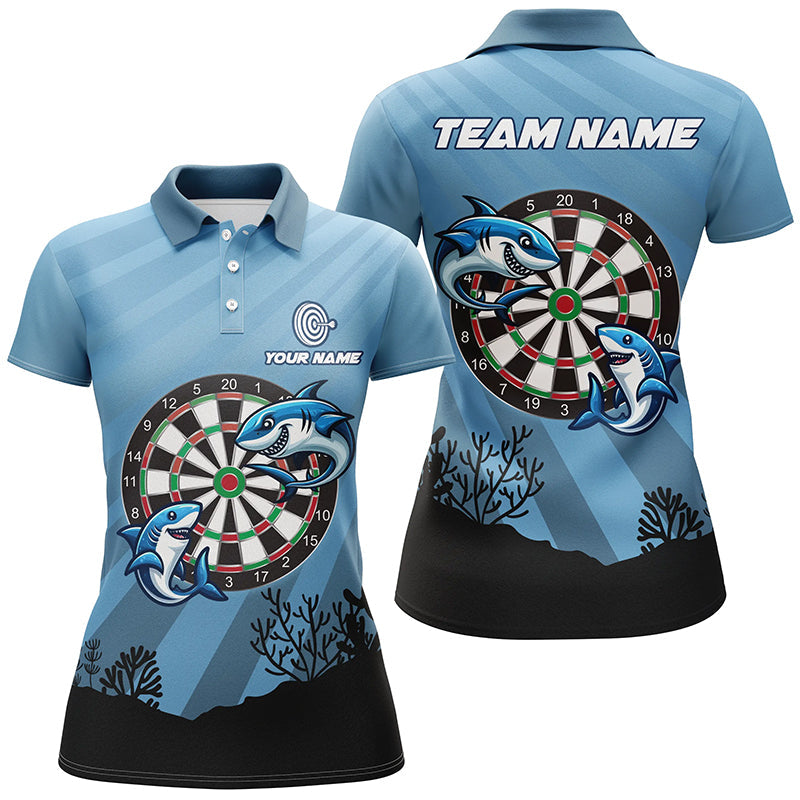 Personalized Shark Dart Board Blue Men Quarter-Zip Custom Funniest Darts Gift