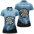 Personalized Shark Dart Board Blue Men Quarter-Zip Custom Funniest Darts Gift
