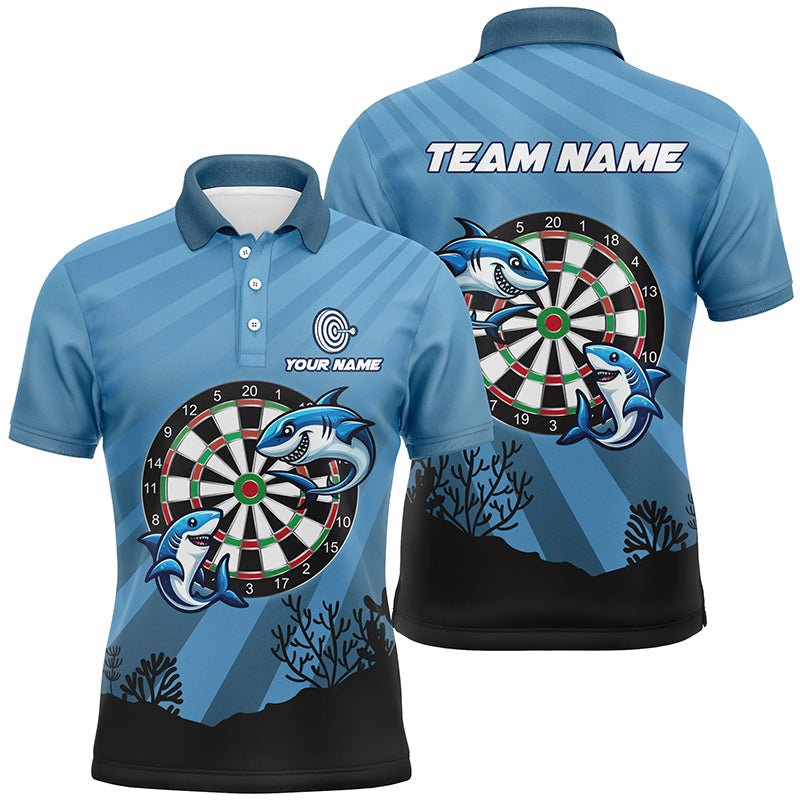 Personalized Shark Dart Board Blue Men Quarter-Zip Custom Funniest Darts Gift