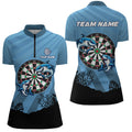 Personalized Shark Dart Board Blue Men Quarter-Zip Custom Funniest Darts Gift