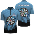 Personalized Shark Dart Board Blue Men Quarter-Zip Custom Funniest Darts Gift