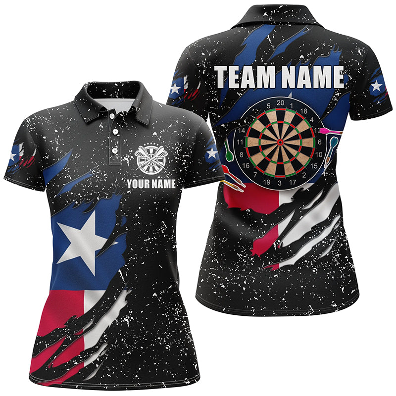 Grunge Texas Flag Dartboard and Quarter-Zip Custom Patriotic Darts Attire