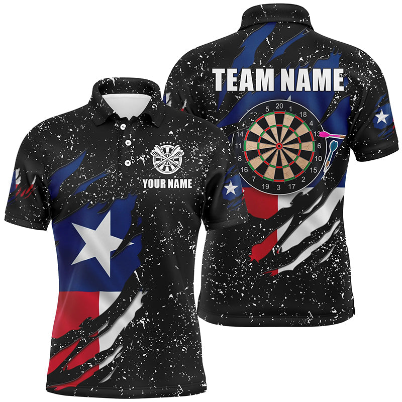 Grunge Texas Flag Dartboard and Quarter-Zip Custom Patriotic Darts Attire