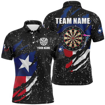 Grunge Texas Flag Dartboard and Quarter-Zip Custom Patriotic Darts Attire