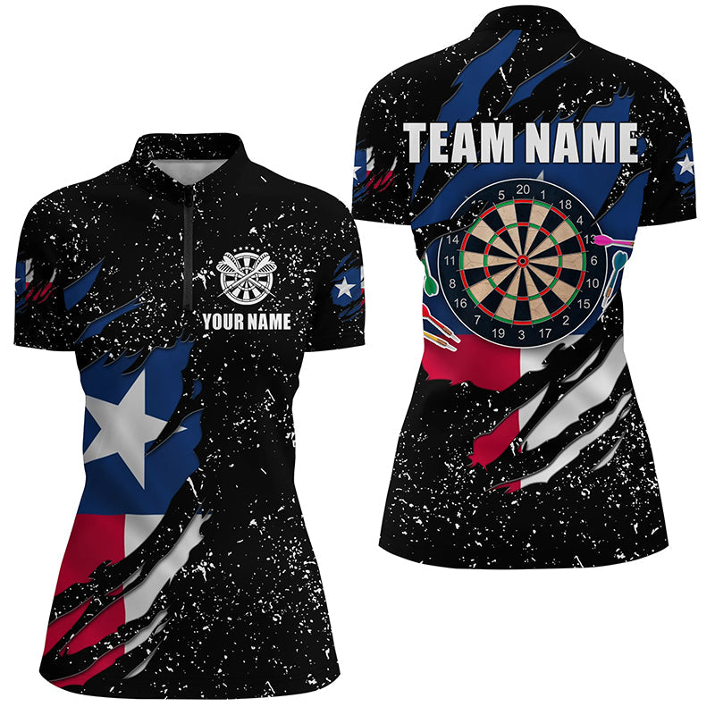 Grunge Texas Flag Dartboard and Quarter-Zip Custom Patriotic Darts Attire