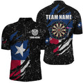 Grunge Texas Flag Dartboard and Quarter-Zip Custom Patriotic Darts Attire