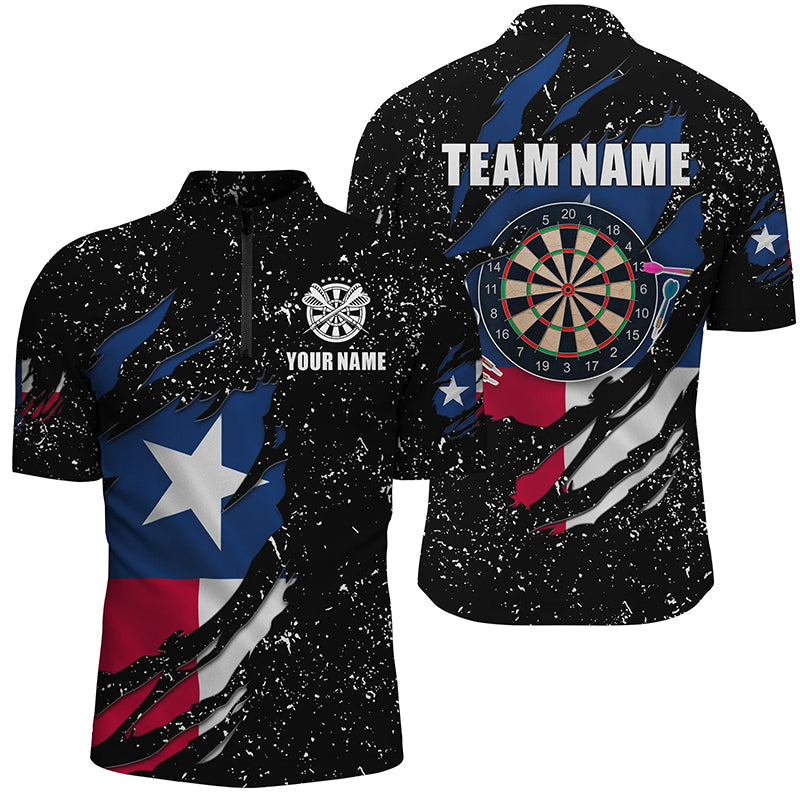 Grunge Texas Flag Dartboard and Quarter-Zip Custom Patriotic Darts Attire