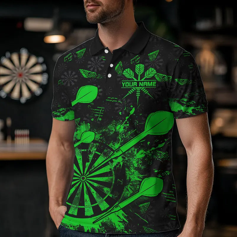 Black And Green Grunge Darts, Custom Dart For Team Dart