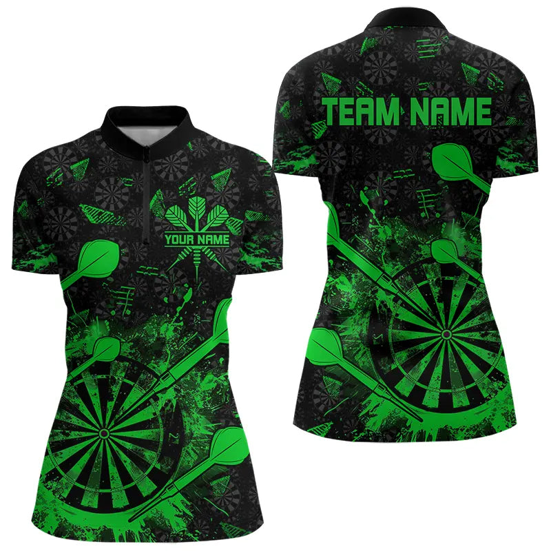 Black And Green Grunge Darts, Custom Dart For Team Dart