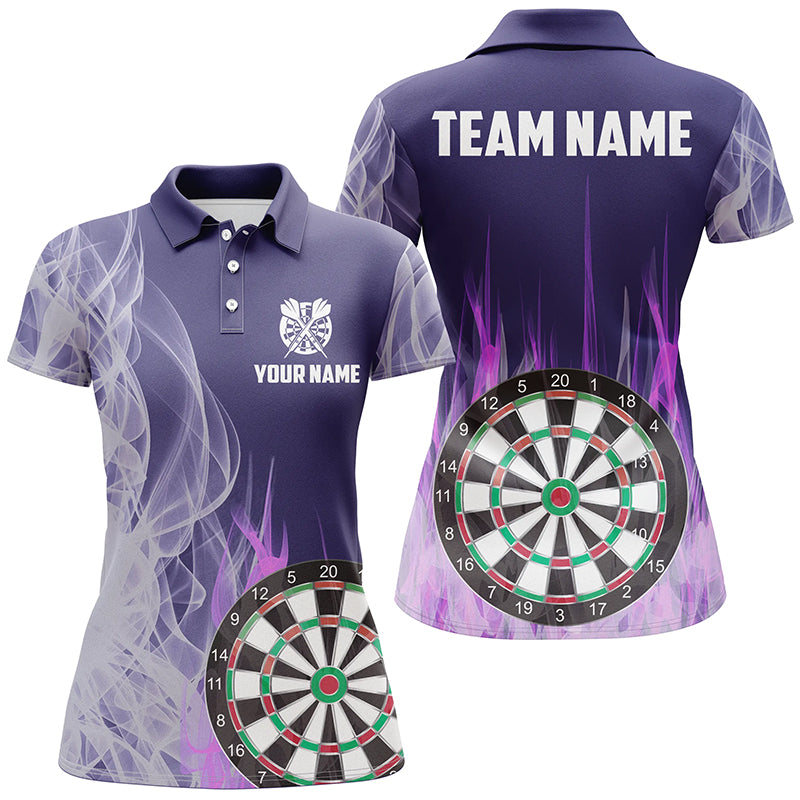 Purple Fire Flame 3D Dartboard Men Darts Quarter-Zip Custom Darts Team