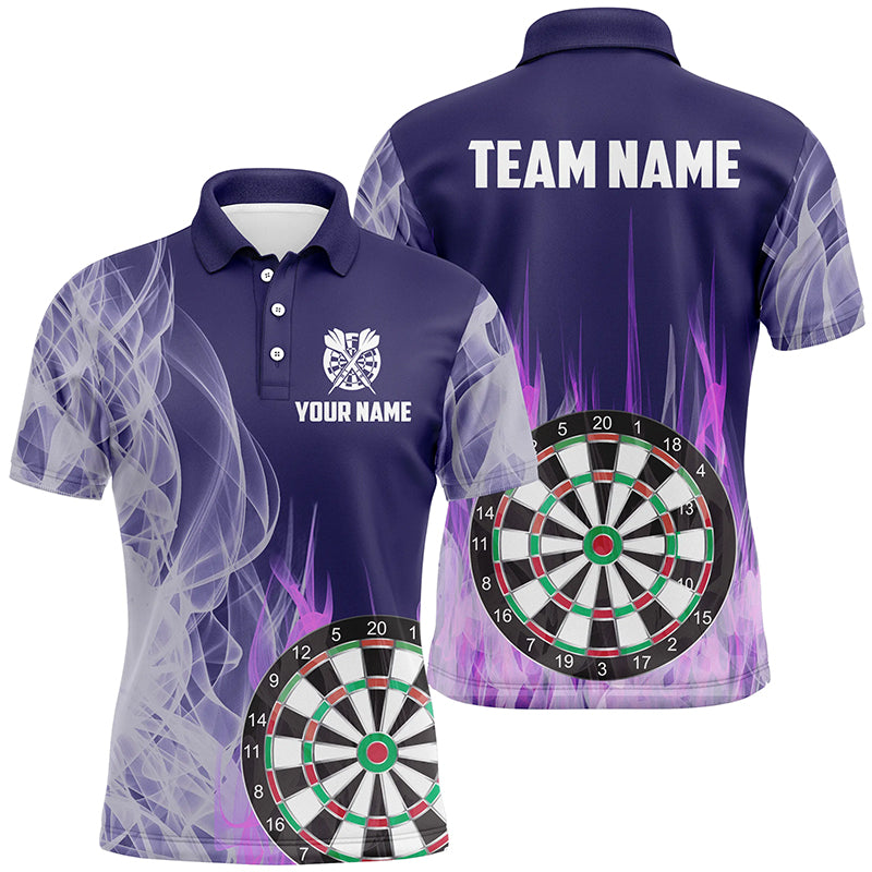 Purple Fire Flame 3D Dartboard Men Darts Quarter-Zip Custom Darts Team
