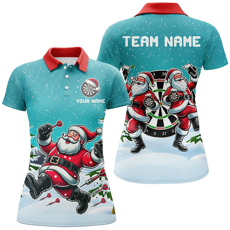 Funny Santa Playing Darts Turquoise Christmas Dart Custom Christmas Darts Gifts