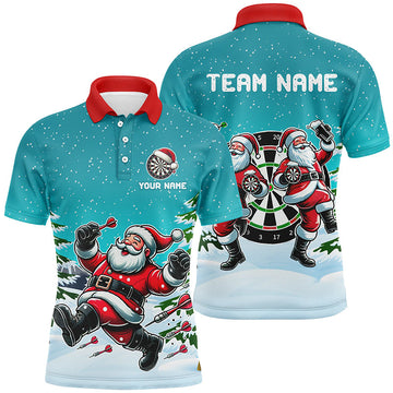 Funny Santa Playing Darts Turquoise Christmas Dart Custom Christmas Darts Gifts