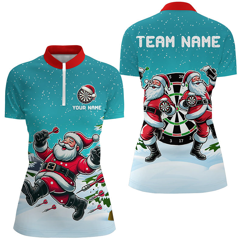Funny Santa Playing Darts Turquoise Christmas Dart Custom Christmas Darts Gifts