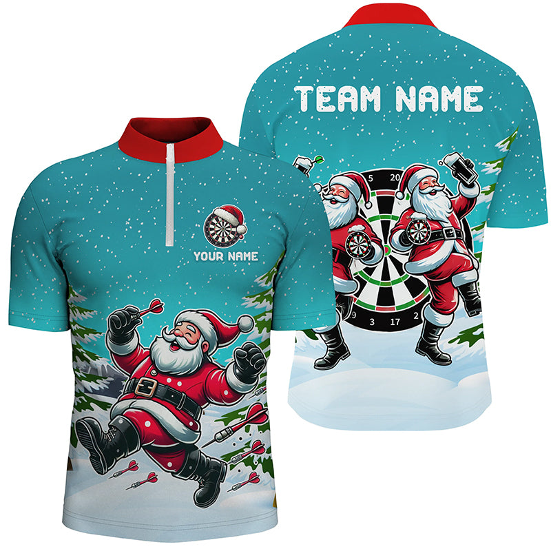 Funny Santa Playing Darts Turquoise Christmas Dart Custom Christmas Darts Gifts