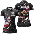 Grunge US Flag Dartboard and Quarter-Zip Custom Patriotic Darts Attire