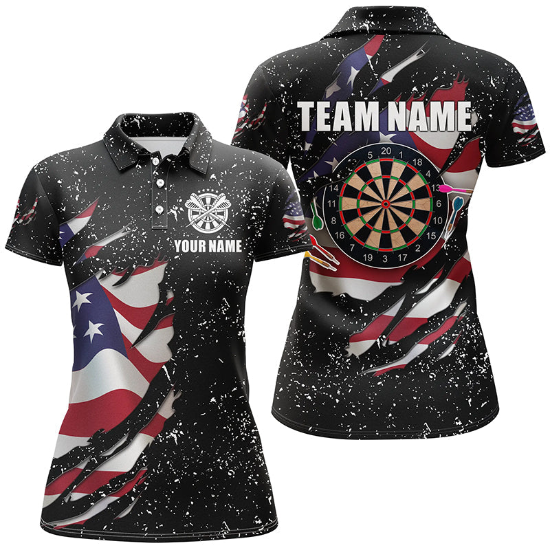 Grunge US Flag Dartboard and Quarter-Zip Custom Patriotic Darts Attire