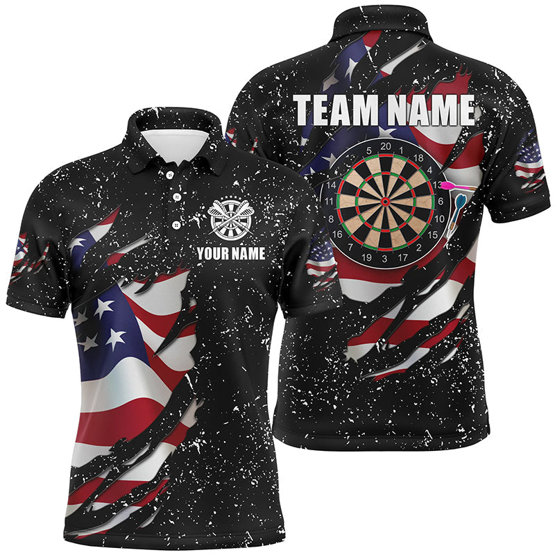 Grunge US Flag Dartboard and Quarter-Zip Custom Patriotic Darts Attire