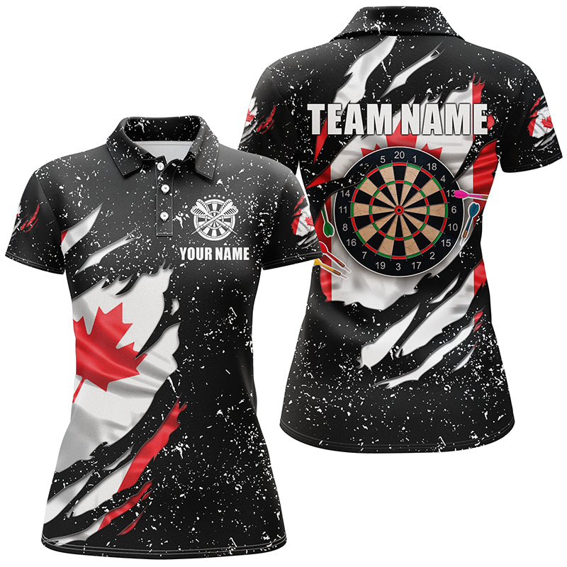 Grunge Canada Flag Dartboard and Quarter-Zip Custom Patriotic Darts Attire