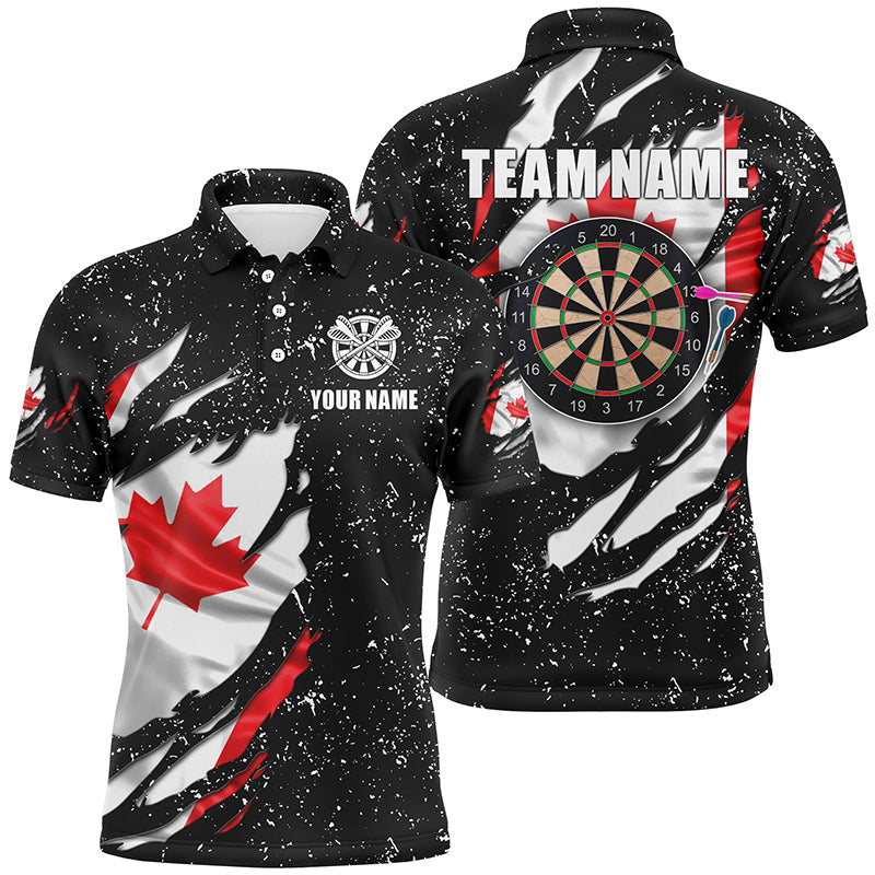 Grunge Canada Flag Dartboard and Quarter-Zip Custom Patriotic Darts Attire